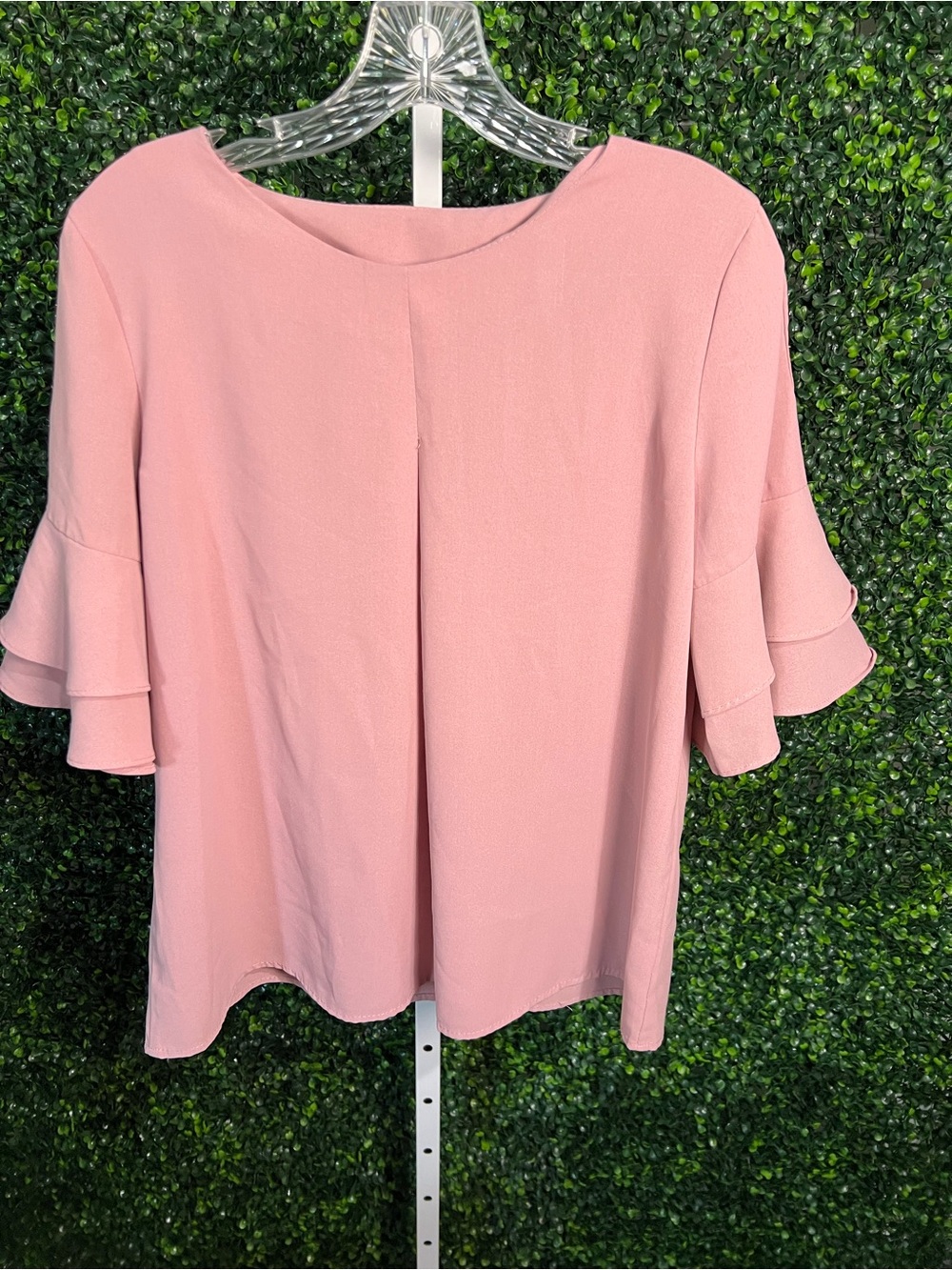 Women's Pink Ruffle Sleeve Blouse